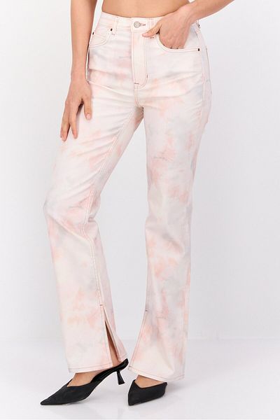Guess Women Regular Fit Tie Dye Stretchable Denim Jeans, Dusty Pink
