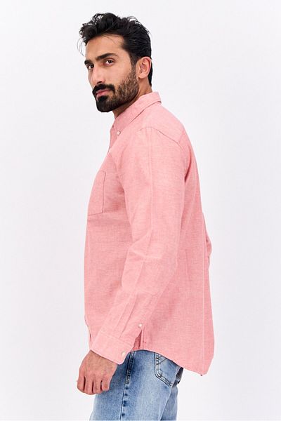 GAP Men Regular Fit Long Sleeve Plain Casual Shirt, Red Heather