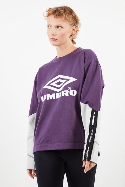 UMBRO Women Sportswear Fit Brand Logo Sweatshirt, Purple Combo