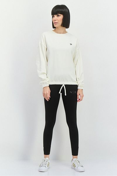 Puma Women Oversized Fit Embroidered Logo Long Sleeves Training Sweatshirt, White