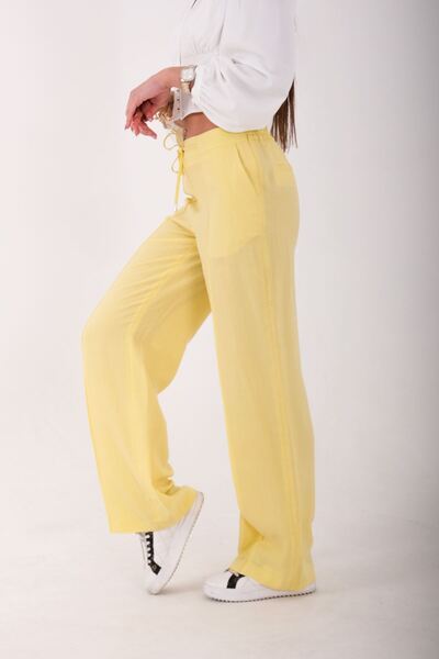 Blues Outlet Women's Elastic Forend Trousers with Side Flaps - Yellow