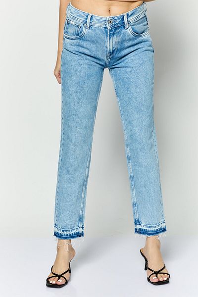 Pepe Jeans Women Mom Fit Washed Denim Jeans, Blue