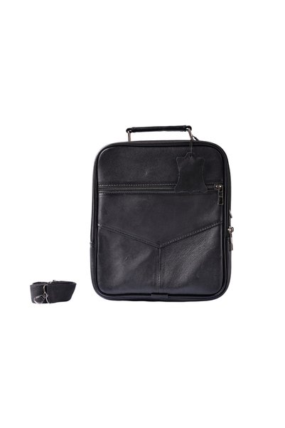 MFT Leather Design Genuine Leather Men's Handbag with Case - Black
