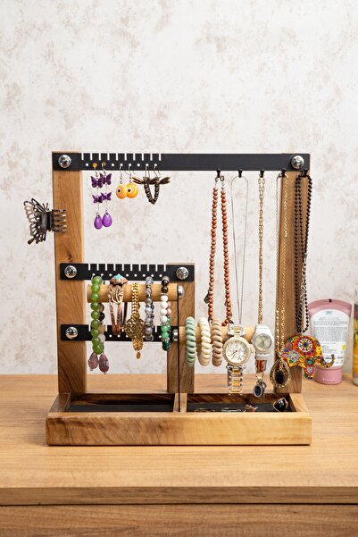 Genel Markalar Takı Düzenleyici Organizeri Dekoratif Ahşap Takı Standı Bilekl...