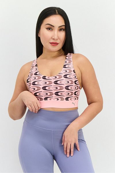 Puma Women Brand Logo Lightly Padded Sport Bra, Pink