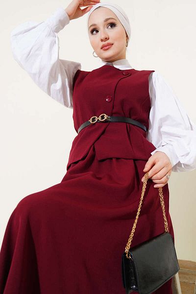 VOLT CLOTHİNG Damen-Doppelanzug mit gekreuzten Knöpfen und Gürtelrock