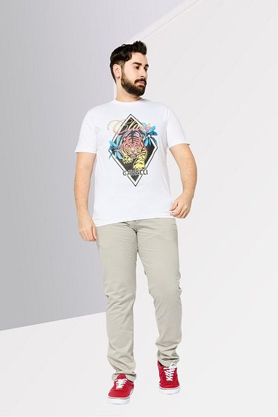 Cavalli Class Men Crew Neck Short Sleeve Graphic Print T-shirts, White