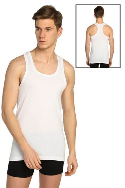 KEYAL Seher Men's Mixed Color Back Cross 6 Pieces Ribbed Sports Undershirt