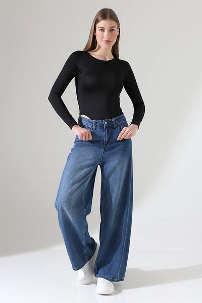 Endies Women's Athlete T-Shirt - Crew Neck Long Sleeve with Underpants and Snap Fastener Black