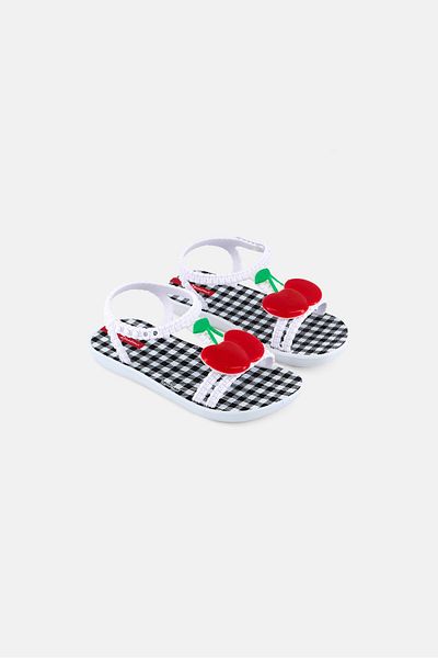 Ipanema Toddlers Girl Push Button Sandals, White Combo