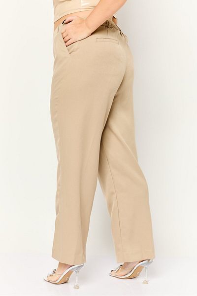 The Giving Movement Women Solid Split Hem Palazzo Pants, Light Taupe