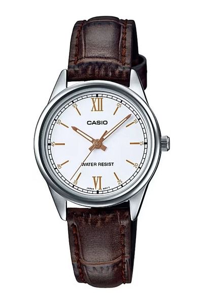 Casio العلامة التجارية براون الجلود الحبل ساعة اليد