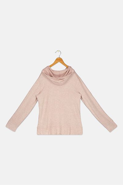 Poof Girl Kids Girl Heather Hooded Sweater, Pink