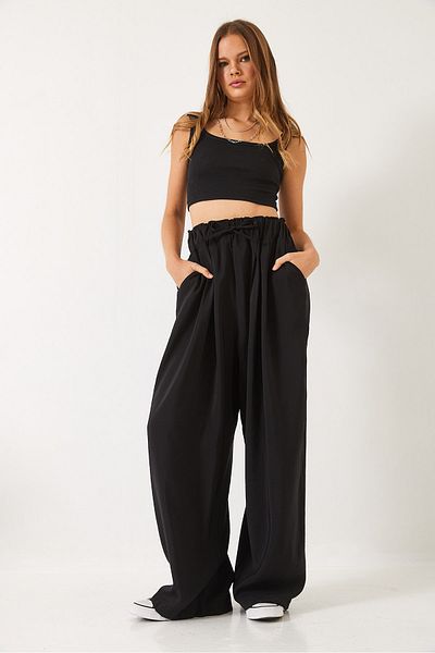 Bianco Lucci Women's High Waist Wide Elastic Oversize Palazzo Trousers 80165 60271071