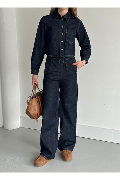 Laluvia Jeans-Set – Hose und Jacke mit elastischem Bund 240185