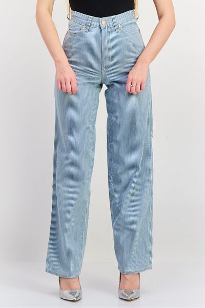 WRANGLER Women Regular Fit Straight Leg Stripe No Stretch Jeans, Blue Combo