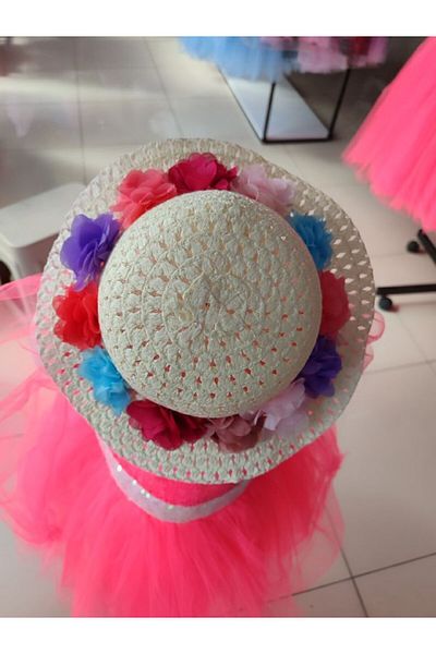 ABİYEKİDS Floral Straw Hat for Children Aged 2/7 Aby206