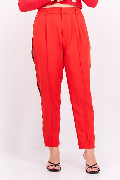 The Giving Movement Women Brand Logo Tapered Pants, Red/black