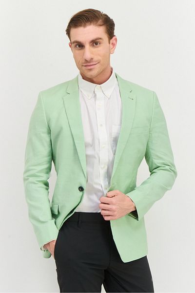 Asos Design Men Skinny Fit Solid Formal Blazer, Sage Green