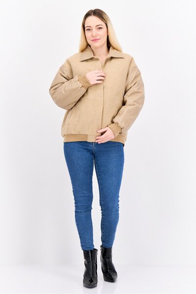 ASOS Women Textured Shirt Jacket, Tan
