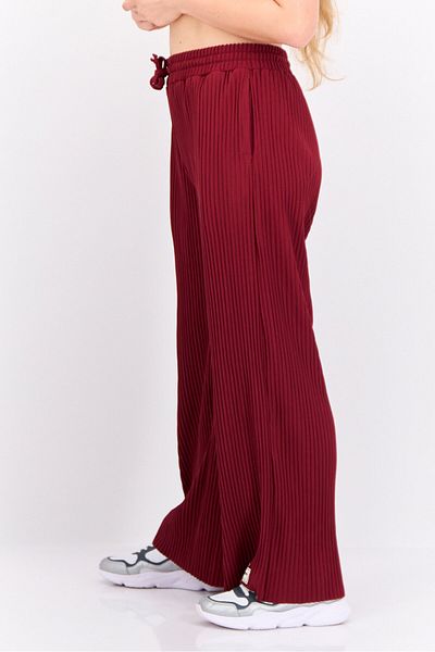 The Giving Movement Women Regular Fit Wide Leg Textured Palazzo Pants, Maroon