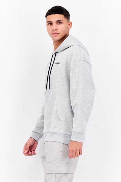 RBX Men Sportswear Fit Brand Logo Outdoor Hoodie, Light Grey Heather