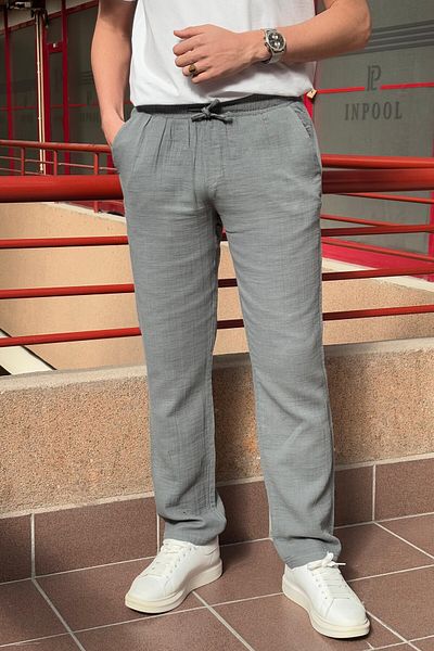 inpool Ελαστική μέση με κορδόνια Oversize Fit 100% βαμβακερό καλοκαιρινό και ανοιξιάτικο παντελόνι