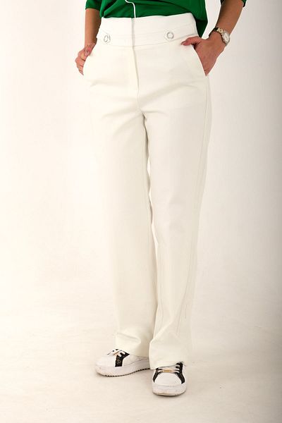Blues Outlet Women's Palazzo White Trousers-White