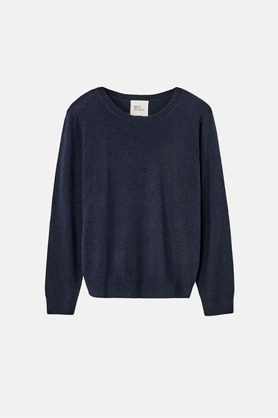 Tchibo Women Round Neck Knitted Sweater, Navy