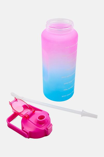 Vessel Motivational Ombre Jumbo Water Bottle With Straw 2 Ltr, Pink