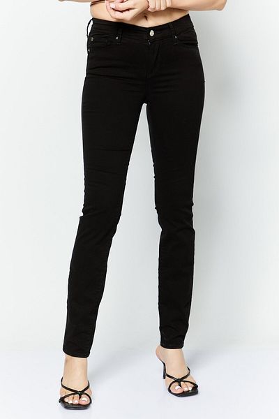Armani Exchange Women Skinny Fit MId Rise Straight Leg Stretch Jeans, Black