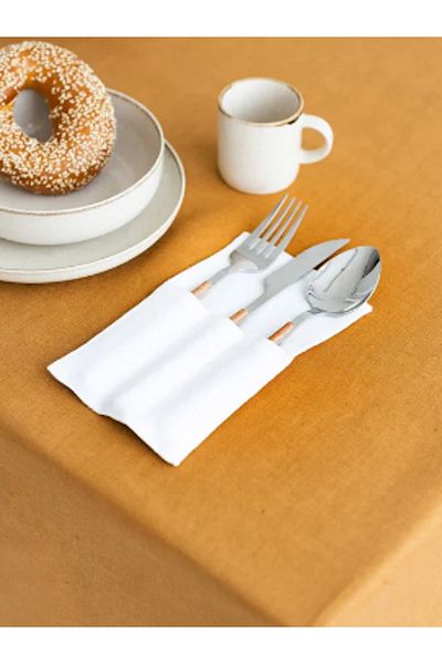 KÜTÜKhouse Linen Cutlery Set White Set of 2