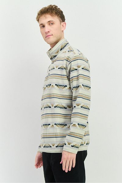 Hurley Men Mock Neck Allover Print Sweatshirt, Beige Combo
