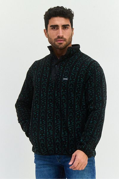 Volcom Men Allover Print Fleece Sweatshirts, Black