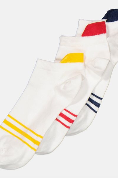 RBX Men 3 Pairs Striped Ankle Socks, White Combo
