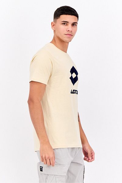 Lotto Men Sportswear Fit Short Sleeves Brand Logo T-shirt, Beige