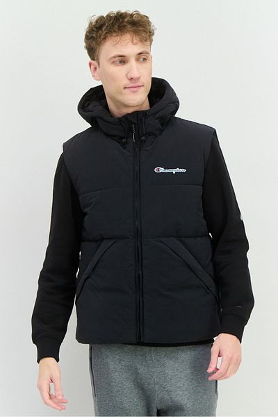 Champion Men Sportswear Fit Training Hooded Puffer Vest, Black