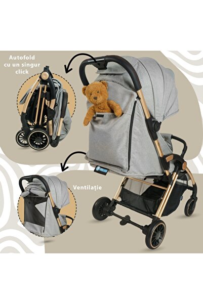 APPEKIDS Upp Ultracompact Sport Stroller, Automatic Folding, From Birth to 22kg - Powder Grey