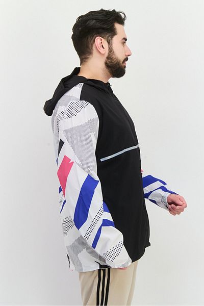 adidas Men Sportswear Fit Long Sleeve Training Hooded Jackets, Black Combo