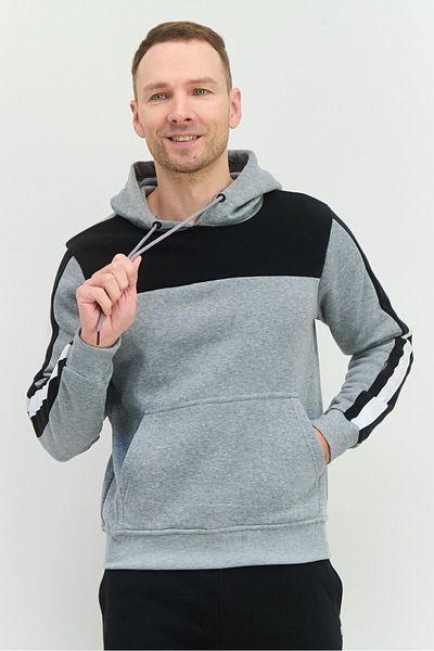 Company Eighty One Men Hooded Long Sleeves Heather Sweatshirt, Grey