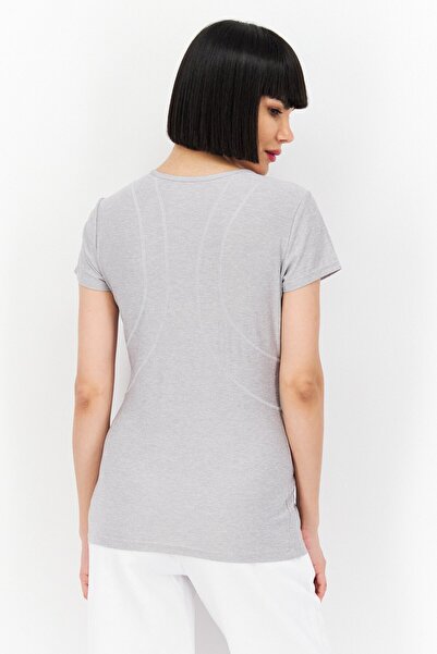 Reebok Women Sportswear Fit U Neck Short Sleeve Training Top, Grey