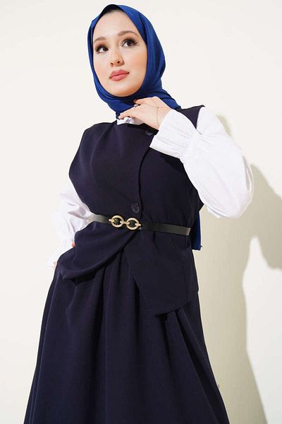 VOLT CLOTHİNG Damen-Doppelanzug mit gekreuzten Knöpfen und Gürtelrock