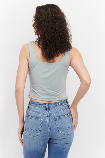 Gentle Fawn Women Square Neck Sleeveless Plain Tank Top, Sage