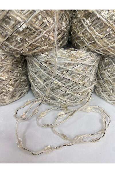 göçer Ακρυλική Πλεκτή Κρέμα Ανοιχτό Βιζόν Μεταβατικό Ειδικό Κίτρινο Glitter Butterfly Visual Net 600 gr