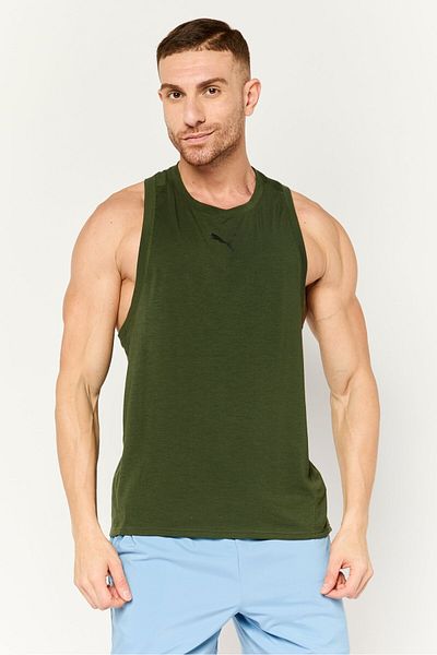 Puma Men Sportswear Fit Sleeveless Training T-Shirt, Dark Olive