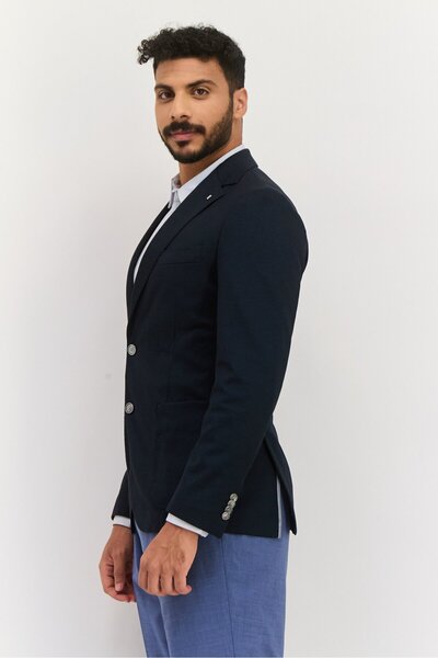 BOSS Men Slim Fit Brand Logo Semi-Formal Suit Jacket, Navy Blue