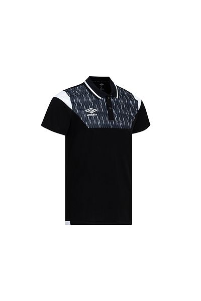 UMBRO تي شيرت بولو للرجال باللون الأسود/الأبيض برقبة رياضية TF-0268 تي شيرت أمبرو دايموند كامب بولو أسود/أبيض