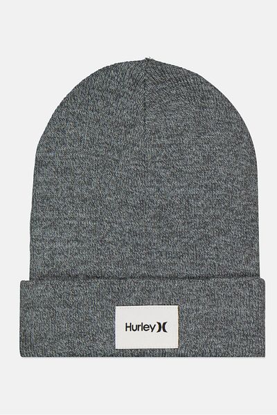 Hurley Men Brand Logo Beanie Hat, Grey