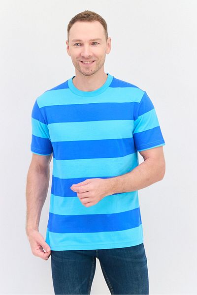 GAP Men Classic Fit Crew Neck Short Sleeve Stripe T-Shirt, Blue