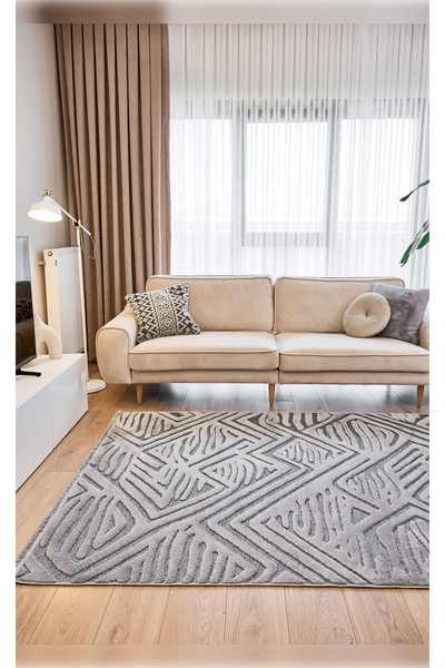 Apex Halı Orion 4223 Gri Yumuşak Dokulu İskandinav Desenli Makine Halısı